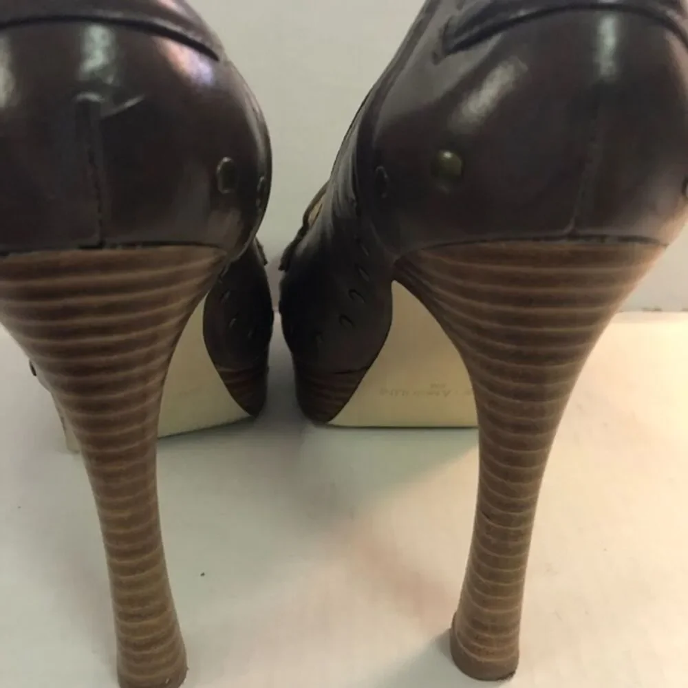 Enzo Angiolini Balinia Brown Leather Platform Heel Shoe Size 9